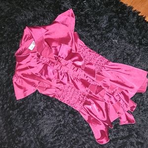 Ruffle front pink button-down
